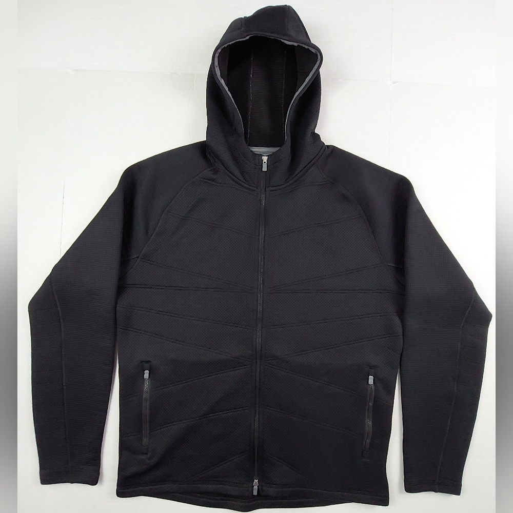 Peter Millar Orion Performance Quilted Hoodie Jacket Mens Medium Black MF24EK352